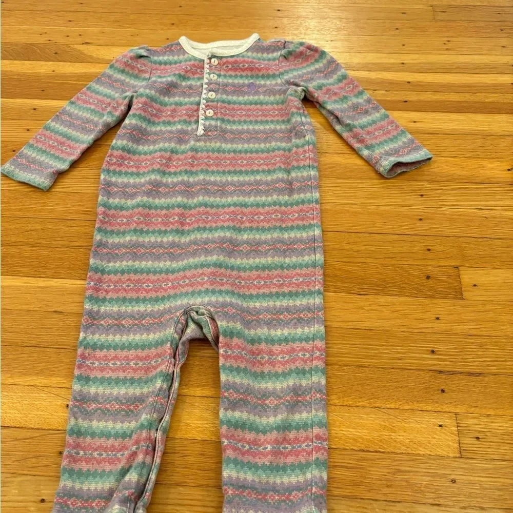 Ralph Lauren purple/pink/green stripe long sleeve jumpsuit